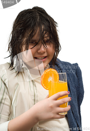 Image of Girl Drinking Orange Juice