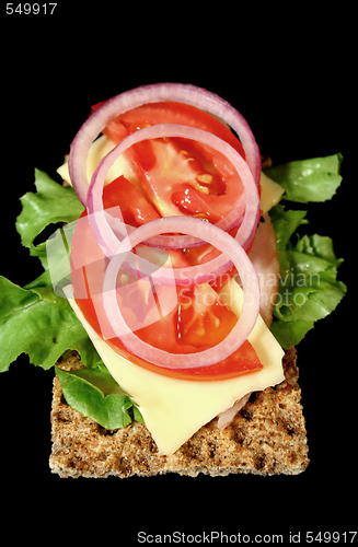 Image of Rye Cracker With Ham And Salad