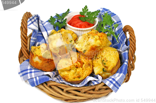 Image of Basket Of Freshly Baked Muffins