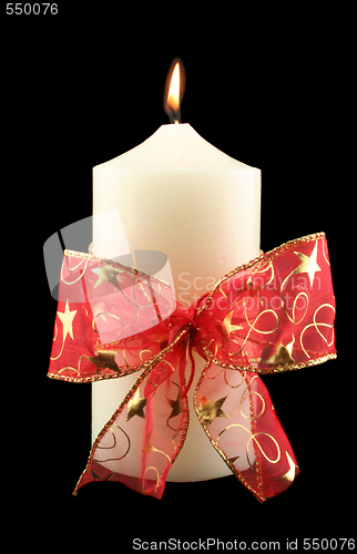 Image of Christmas Candle With Red Bow