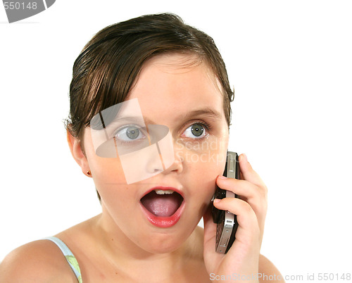 Image of Surprised Little Girl On Phone