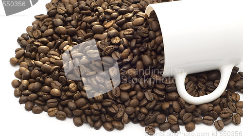 Image of coffee beans and coffee cup