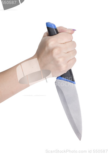 Image of knife in female hand