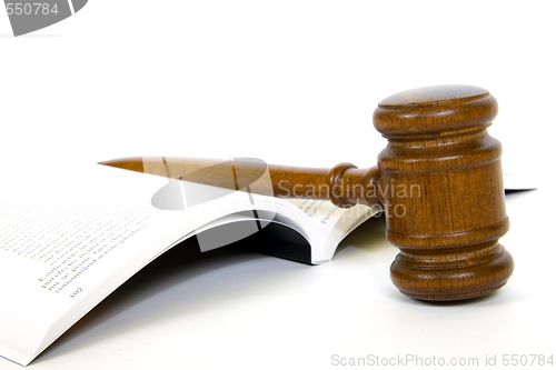 Image of Wooden gavel from the court and law book