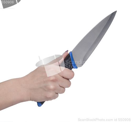 Image of knife in woman hand