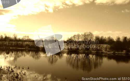 Image of Reflection in water, sepia