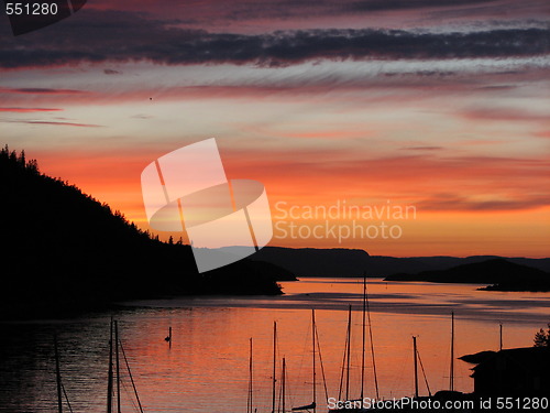 Image of Sun set in the fjord