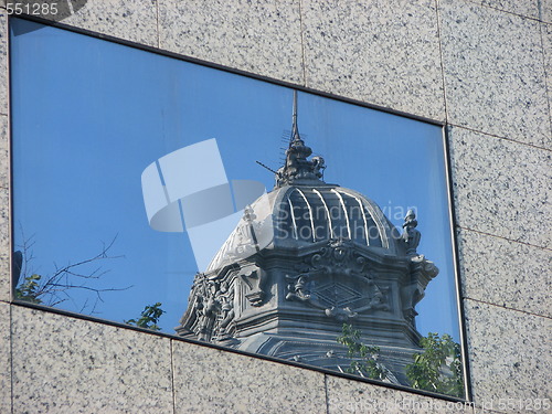 Image of CEC Building in mirror