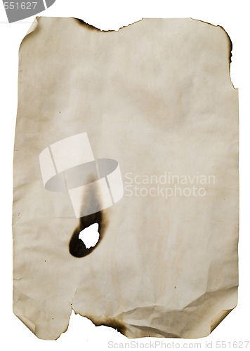 Image of sheet of paper with burnt hole