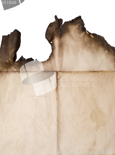 Image of burnt paper on white