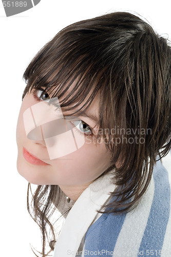 Image of Portrait of the pretty girl. Isolated on white