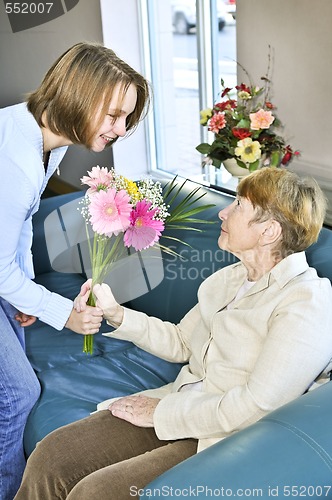 Image of Granddaughter visiting grandmother