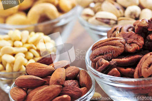 Image of Bowls of assorted nuts