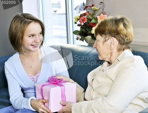 Image of Granddaughter visiting grandmother