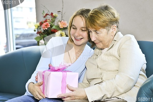 Image of Granddaughter visiting grandmother