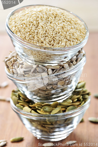 Image of Stacked bowls of seeds