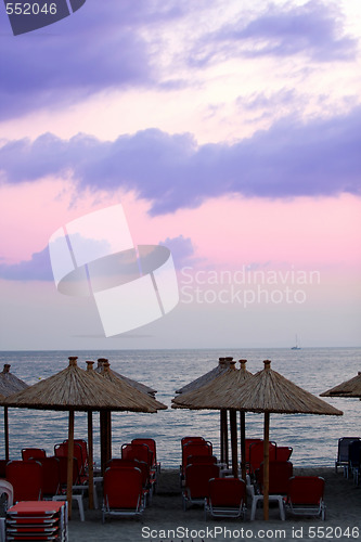 Image of ocean and sunrise in Greece