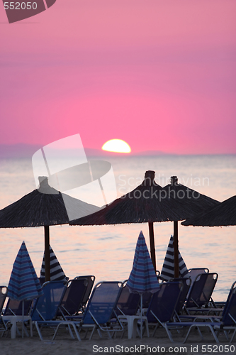 Image of ocean and sunrise in Greece