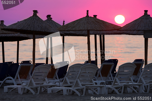 Image of ocean and sunrise in Greece
