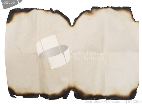 Image of grunge burnt paper on white