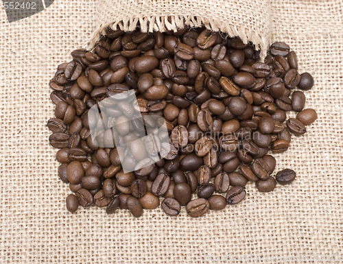 Image of open sack and coffee beans