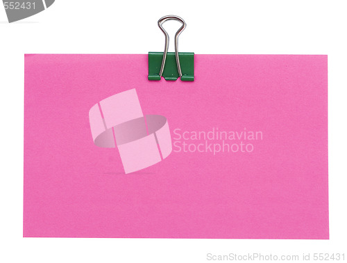 Image of red paper and green clip