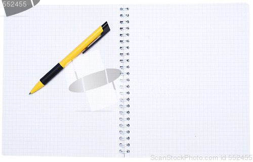 Image of spiral notebook and pen