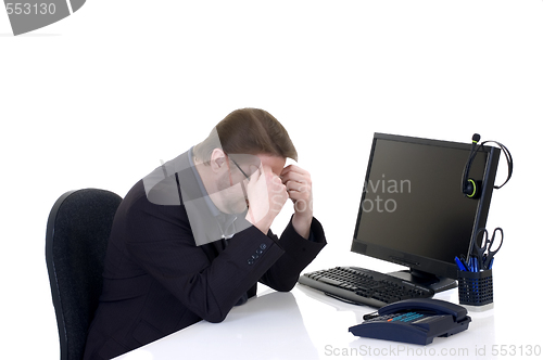 Image of Businessman on desk 