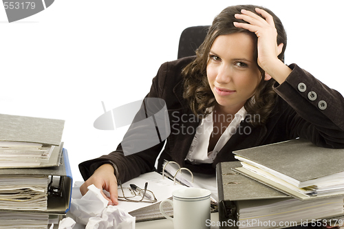 Image of Stressed businesswoman