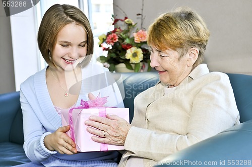 Image of Granddaughter visiting grandmother