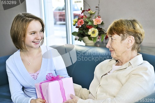 Image of Granddaughter visiting grandmother