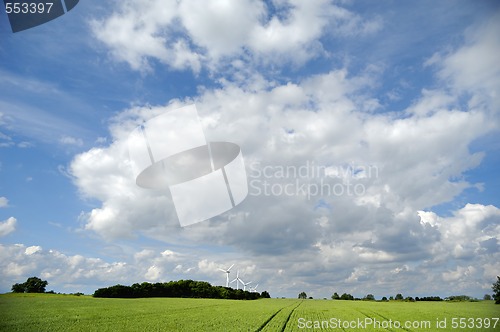 Image of Landscape and wind turbines