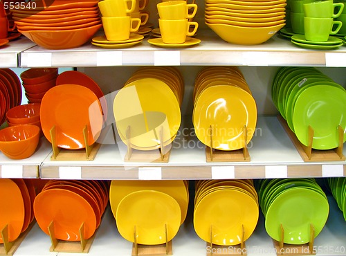 Image of Colorful plates and cups