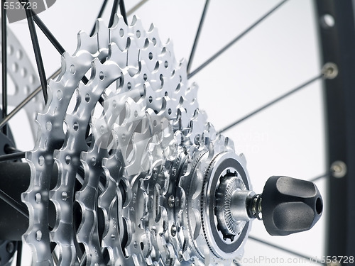 Image of rear bicycle cog cassette