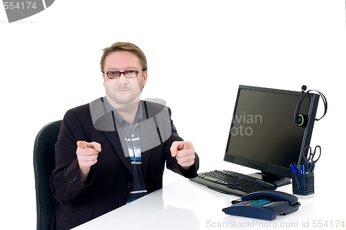 Image of Businessman on desk 
