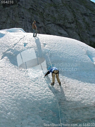 Image of Two ice climbers: teamwork