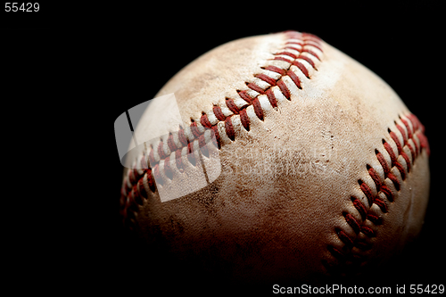 Image of used baseball over black