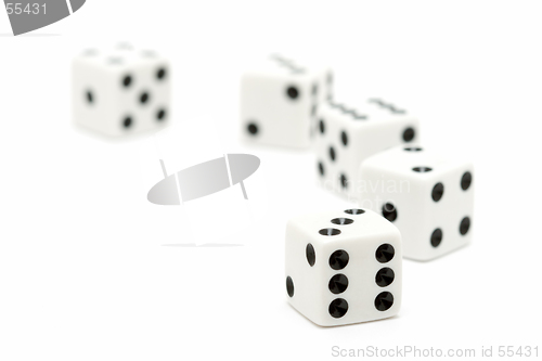 Image of dice macro highkey over white