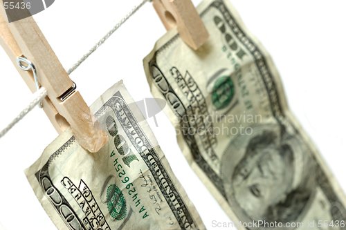 Image of money on clothesline