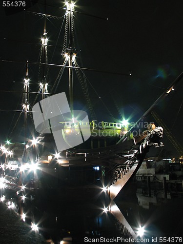 Image of Sailer at night - vertical, colour