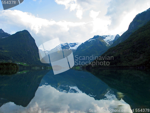 Image of reflexion of mountains