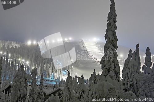 Image of ski resort at the evening