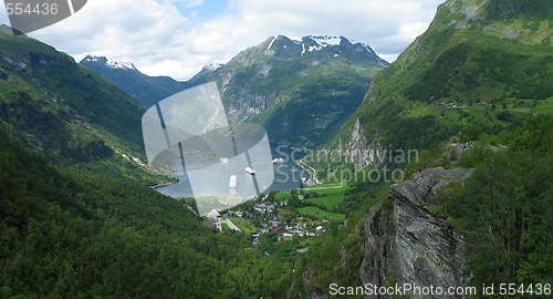 Image of beautiful Geiranger fjord