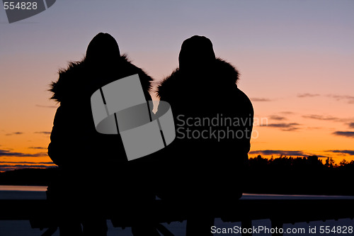Image of Silhouettes of  a romantic Couple