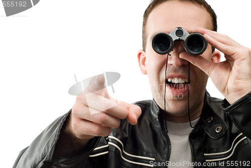Image of Man Watching With Binoculars