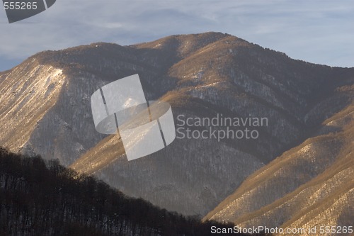 Image of sunset in high mountains