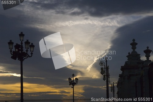 Image of sunset in old town