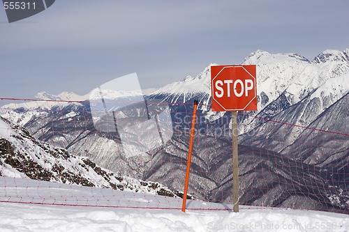 Image of high mountains warning