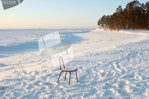 Image of chair on snow beach