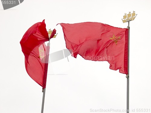 Image of two red flags